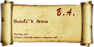 Busák Anna névjegykártya